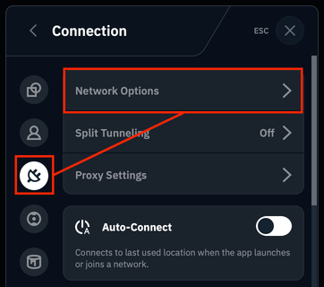 Network Options Location